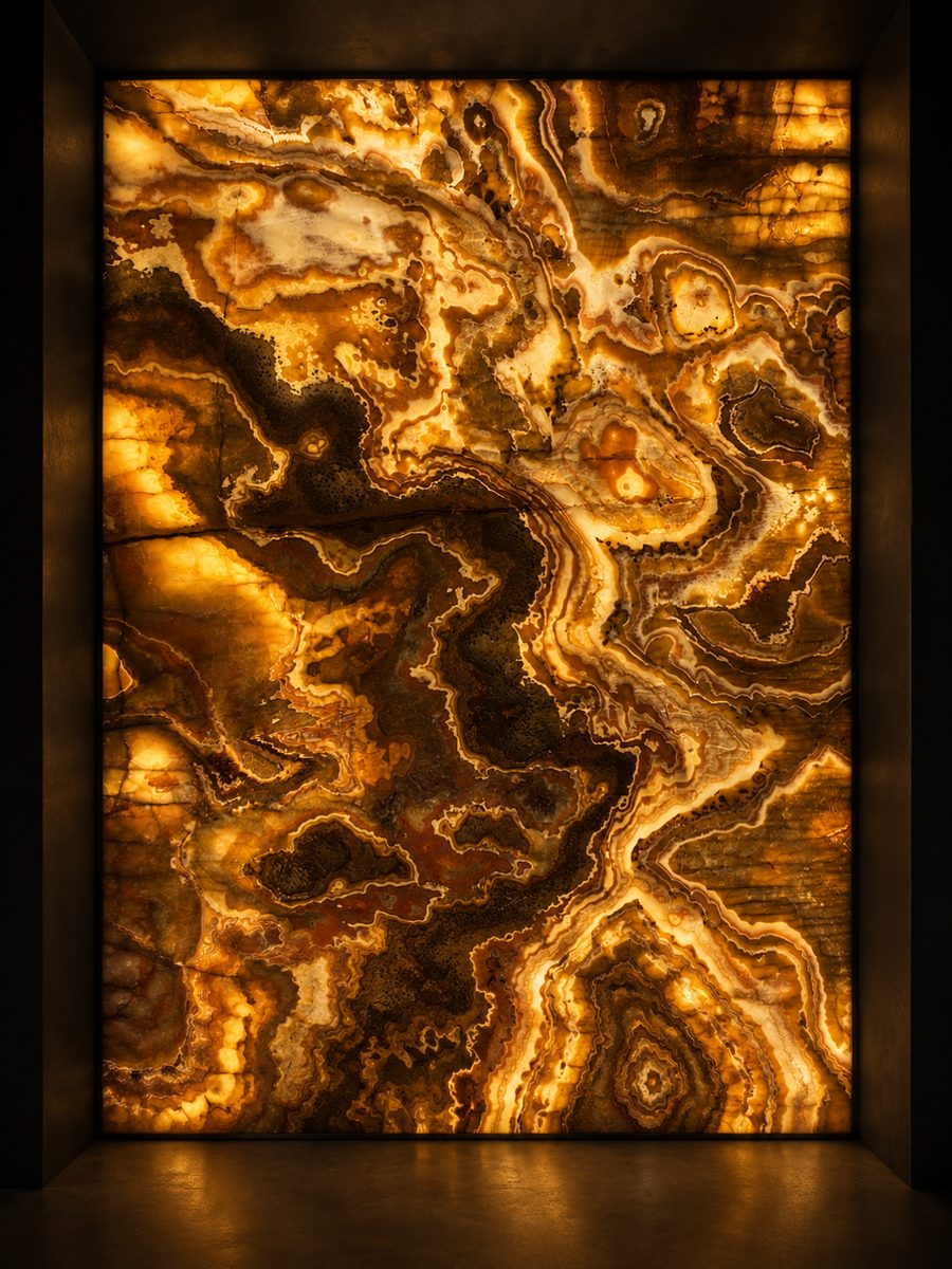 Amber Onyx in museum light
