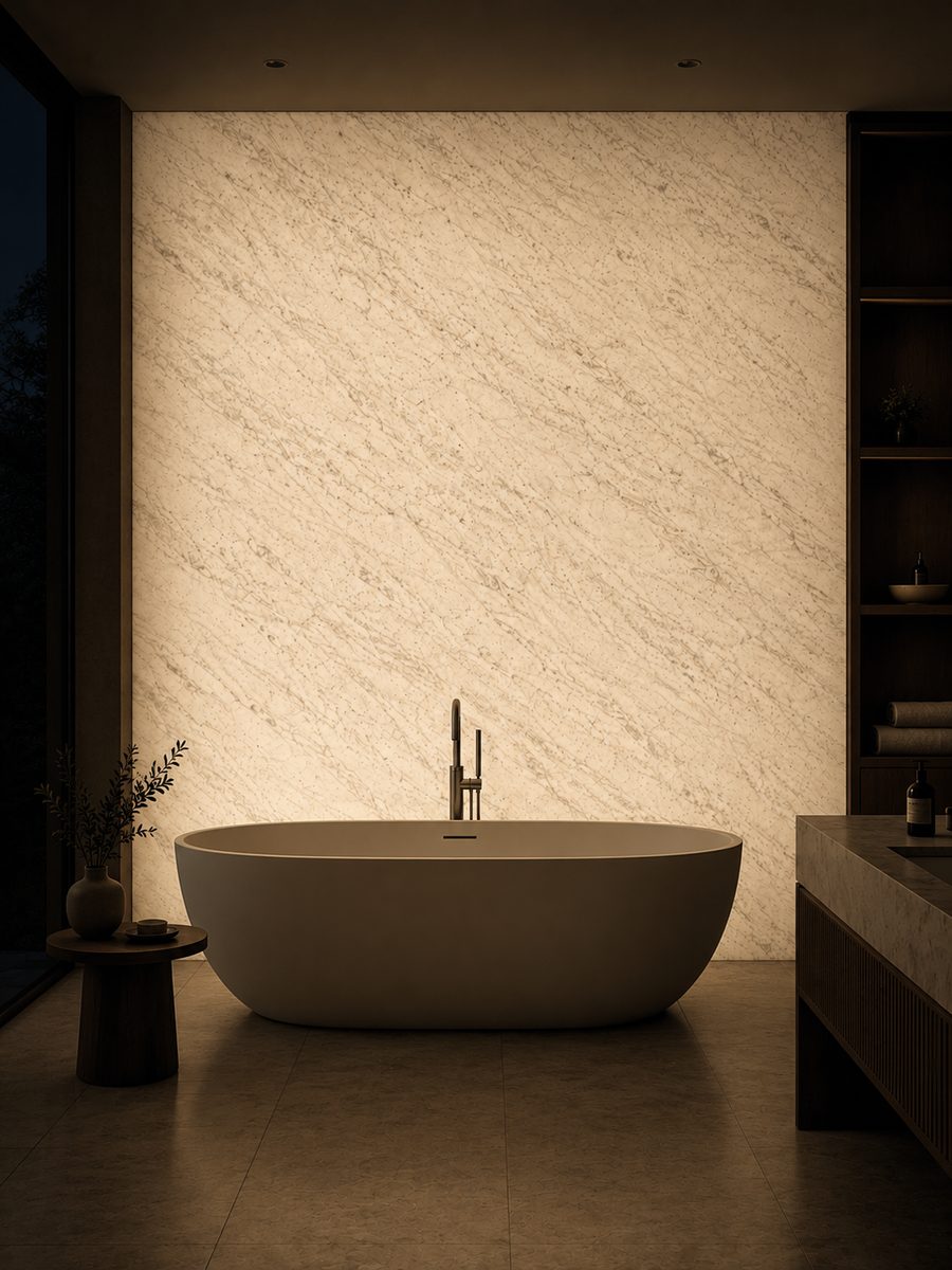 Bianco Carrara CD in night light
