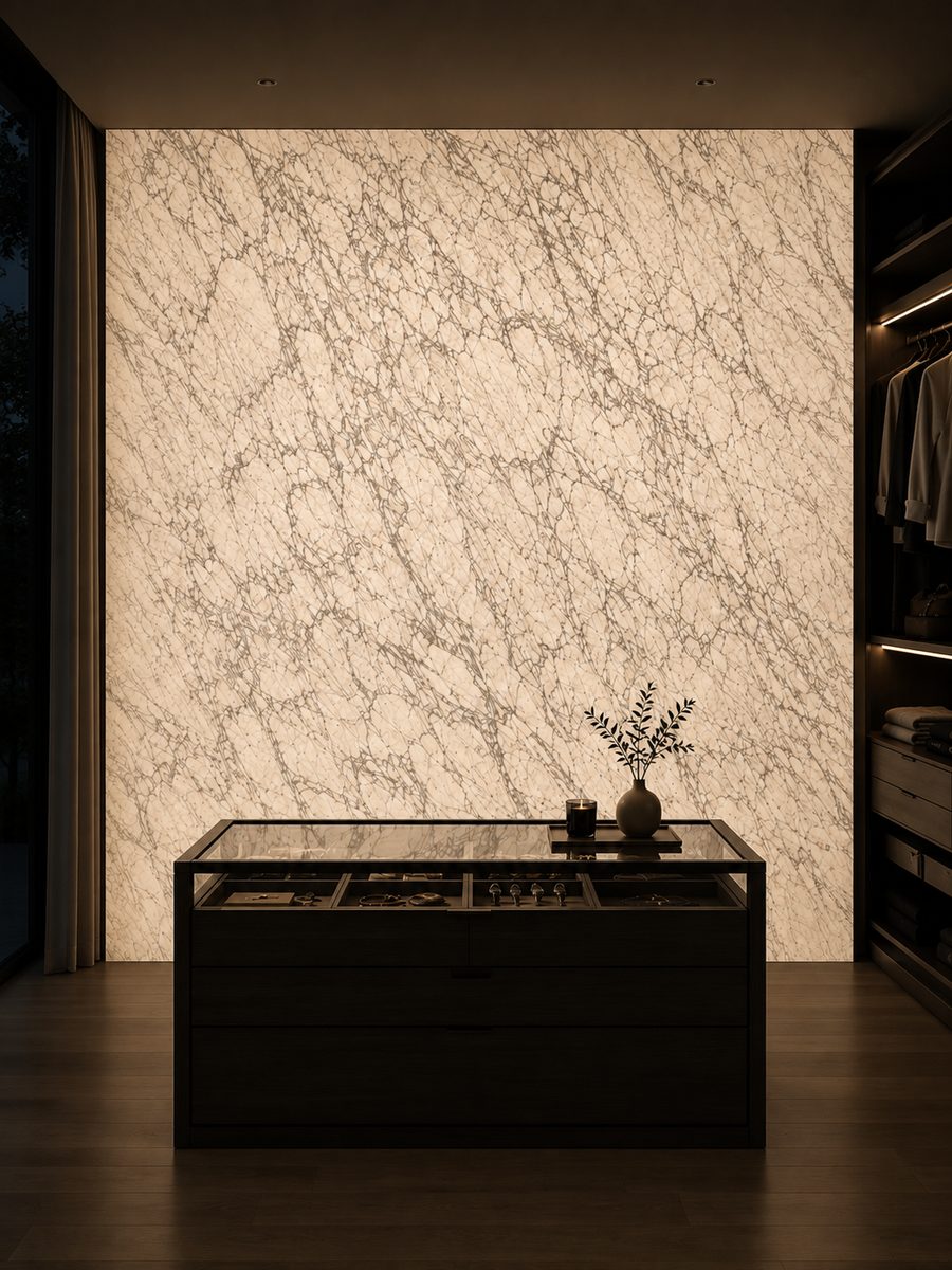 Bianco Carrara C in night light