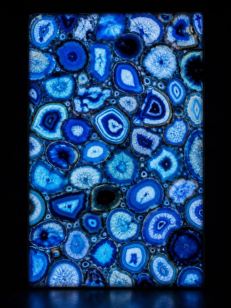 Blue Agate (Geode) in museum light