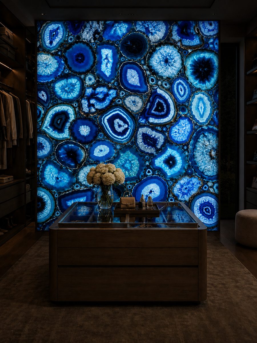 Blue Agate (Geode) in night light