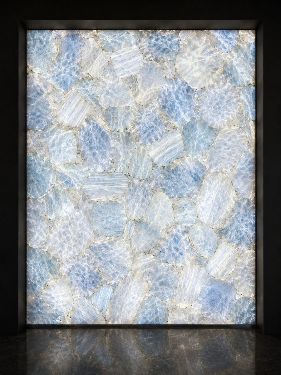 Blue Calcite in museum light