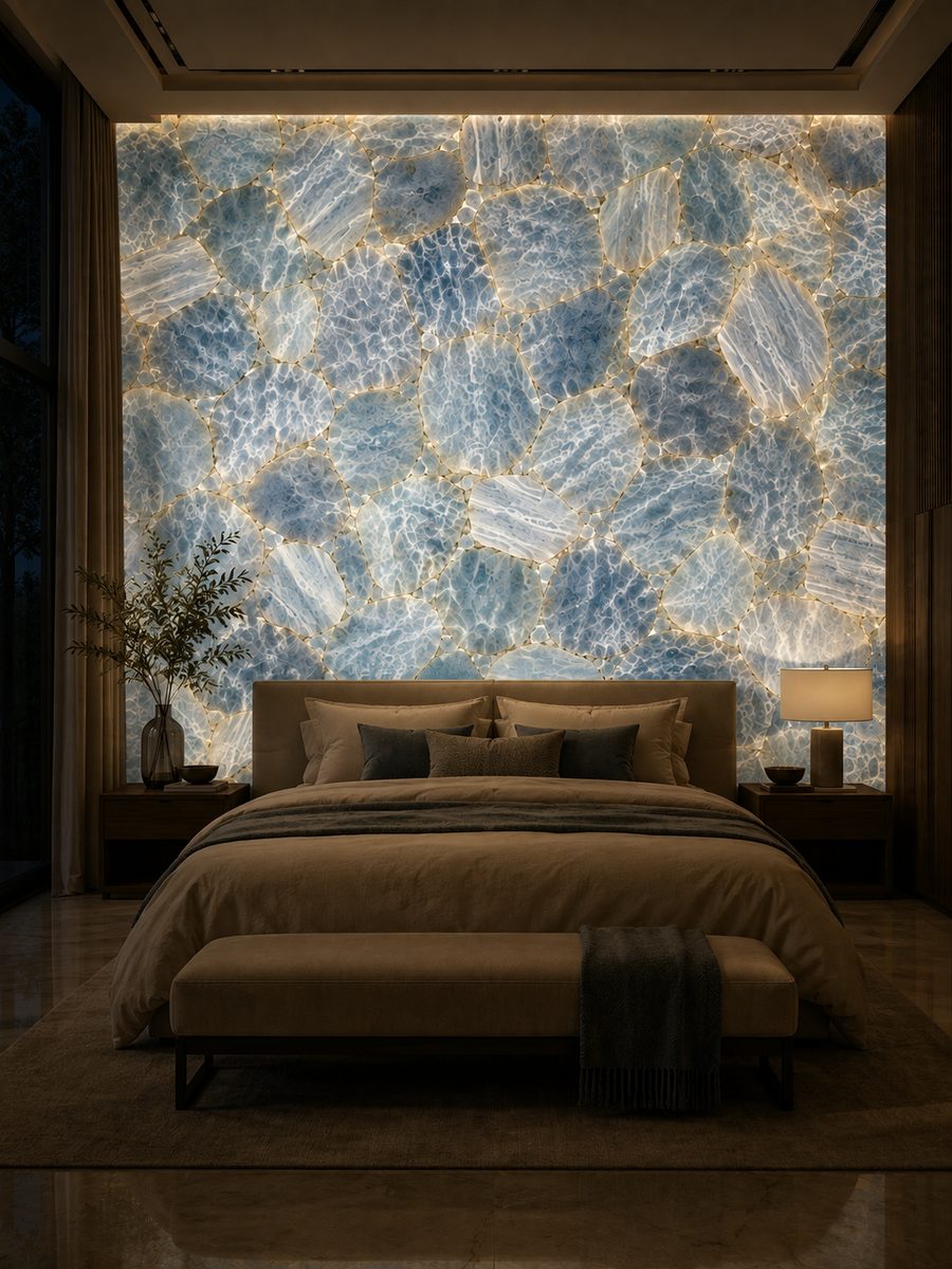 Blue Calcite in night light
