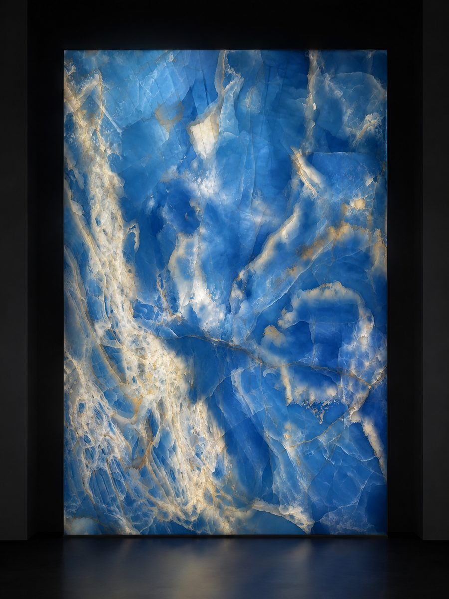 Blue Onyx Azul Onyx in museum light