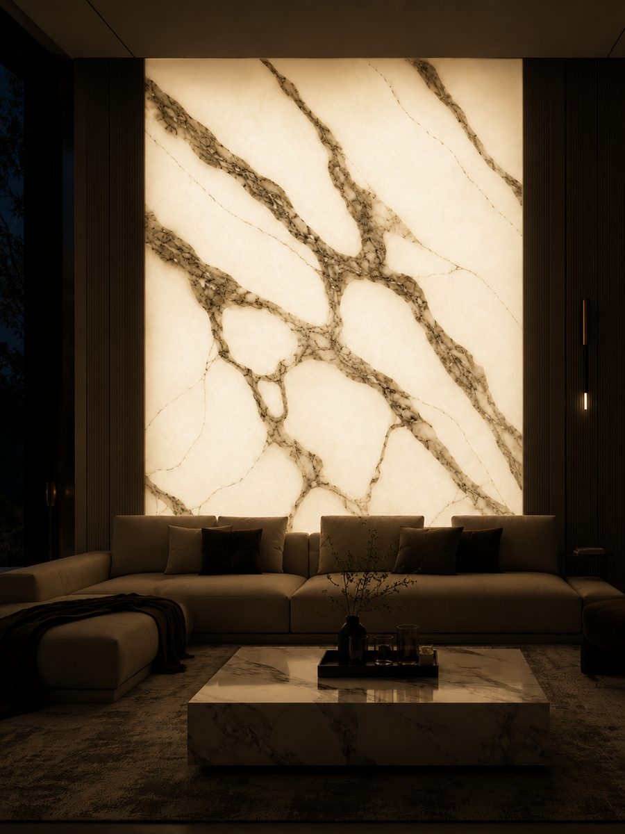 Calacatta Turco Bianco Ibiza in night light
