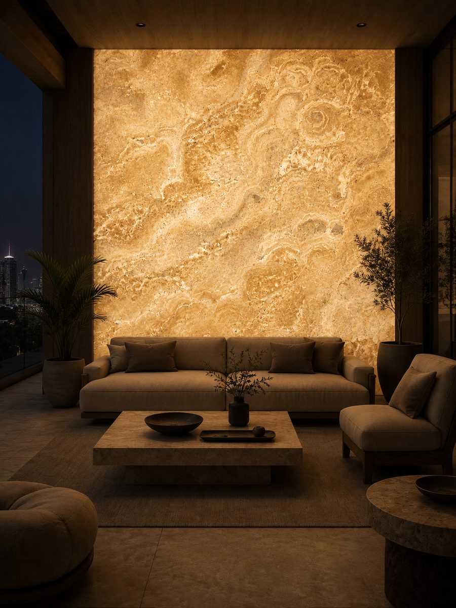 Durango Travertine Marble in night light