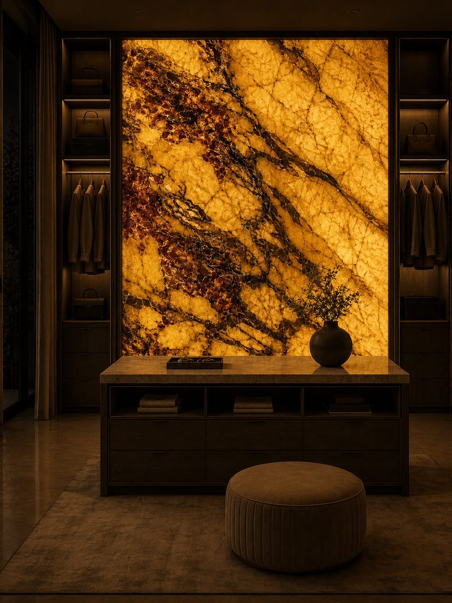 Giallo Siena Broccatello in night light