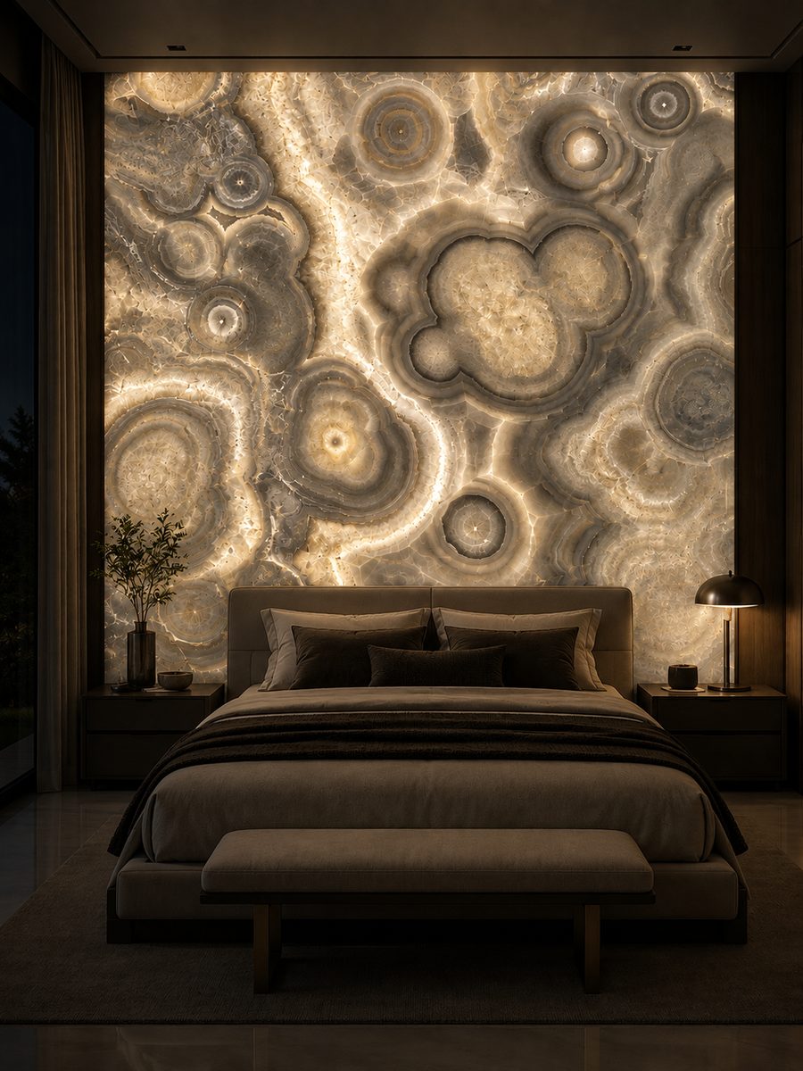 Grey Onyx Onice Grigio in night light