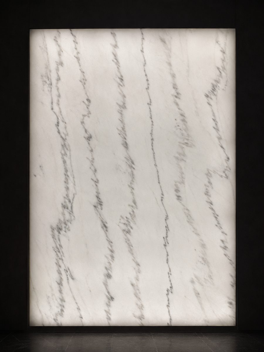 Guangxi White Chinese Carrara in museum light