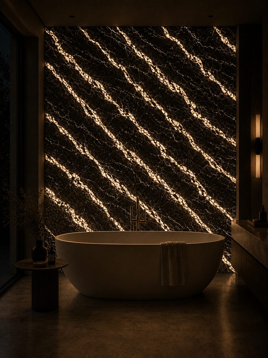 Nero Marquina Turco in night light