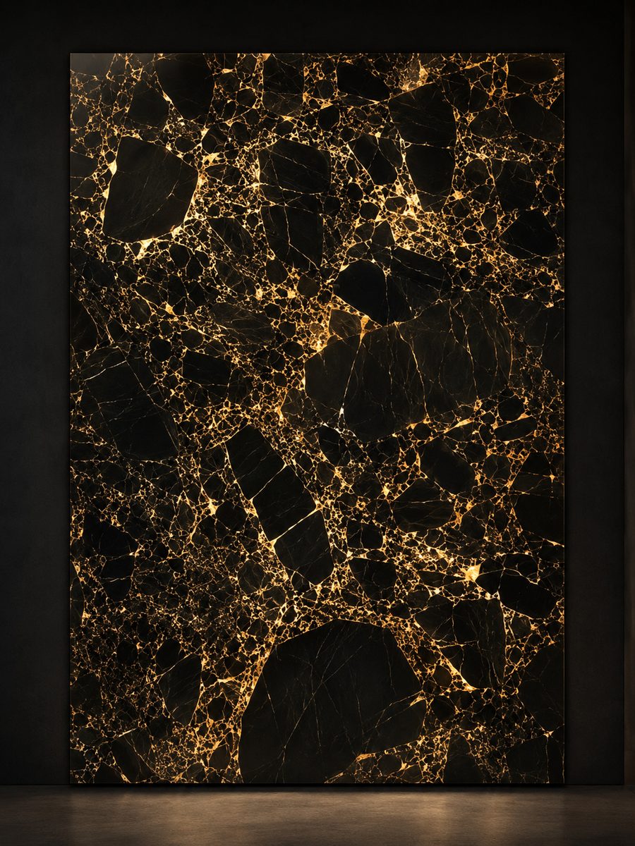 Nero Portoro Macchia Larga in museum light