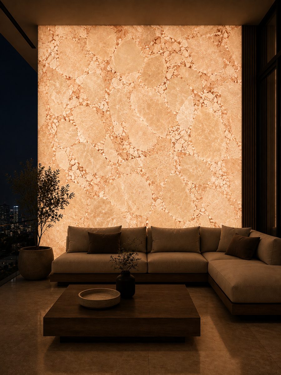 Oman Beige Desert Rose in night light