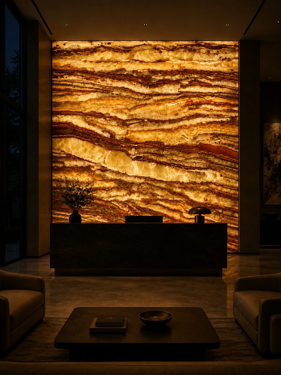 Onyx Travertine in night light