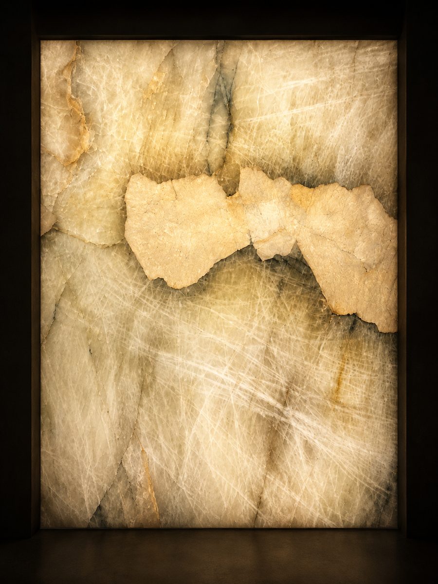 Patagonia Cream Marble in museum light