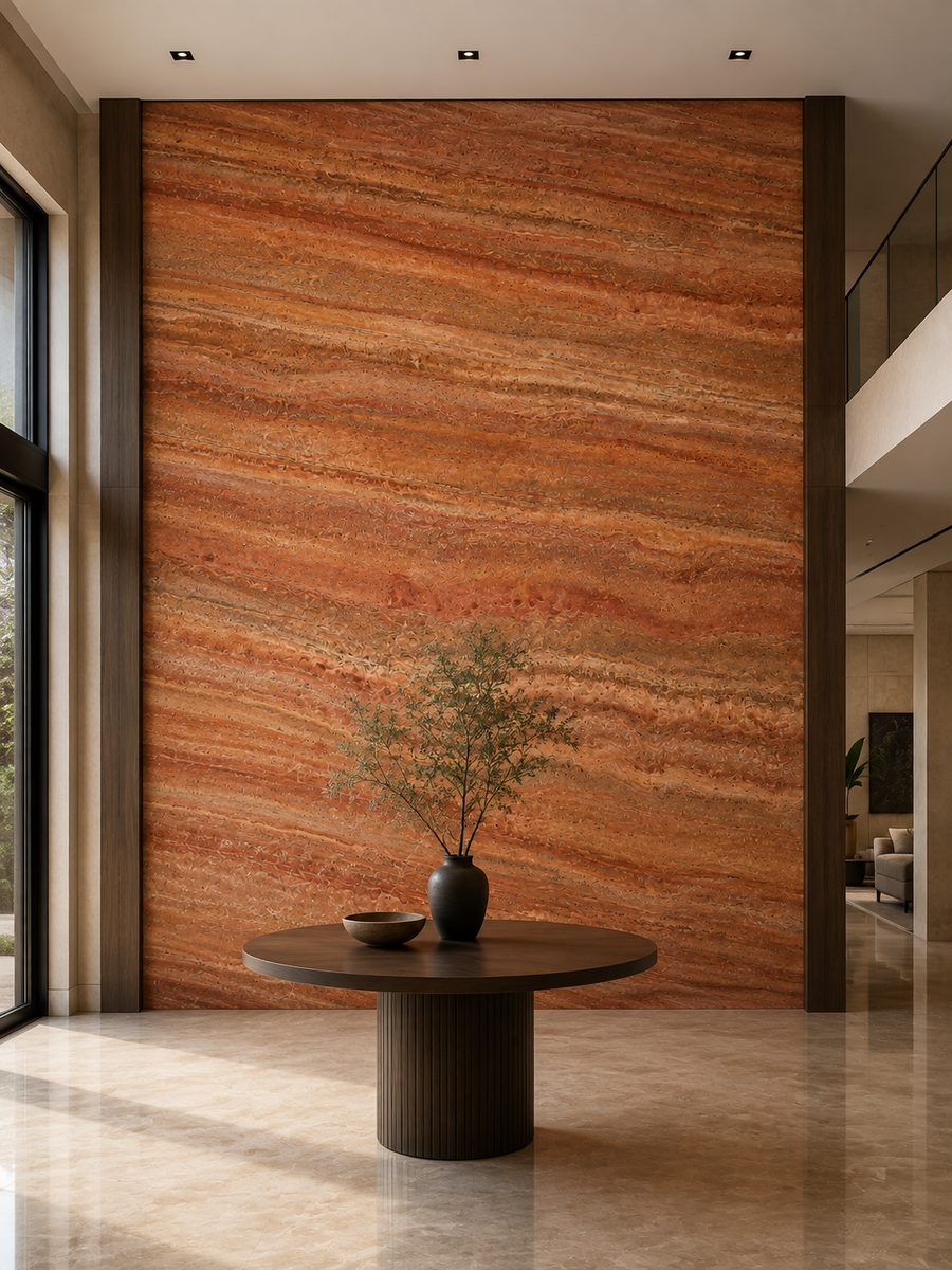 Persian Red Travertine in day light
