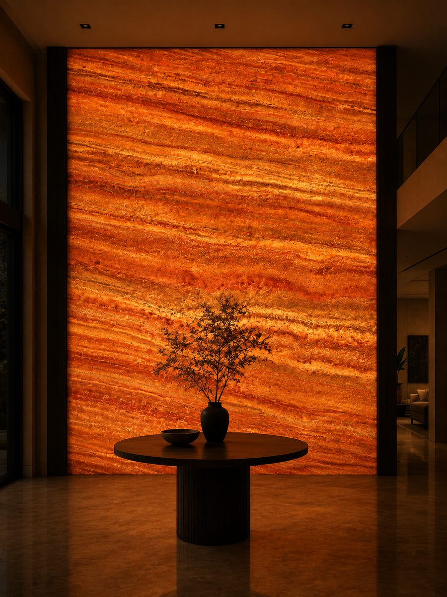 Persian Red Travertine in night light