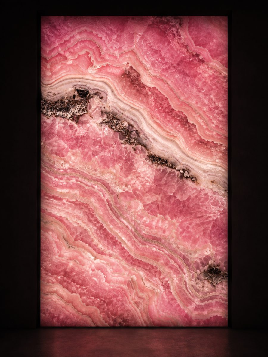 Rhodochrosite in museum light