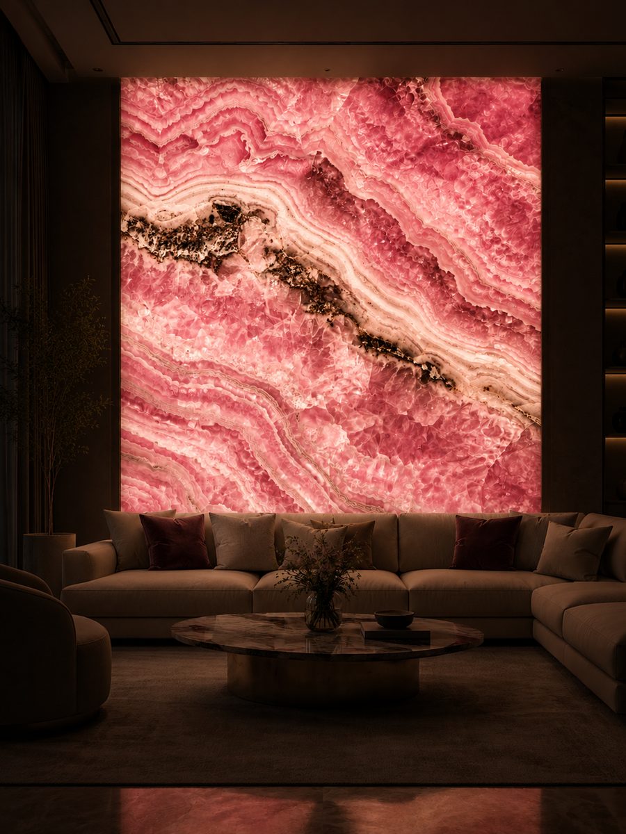 Rhodochrosite in night light