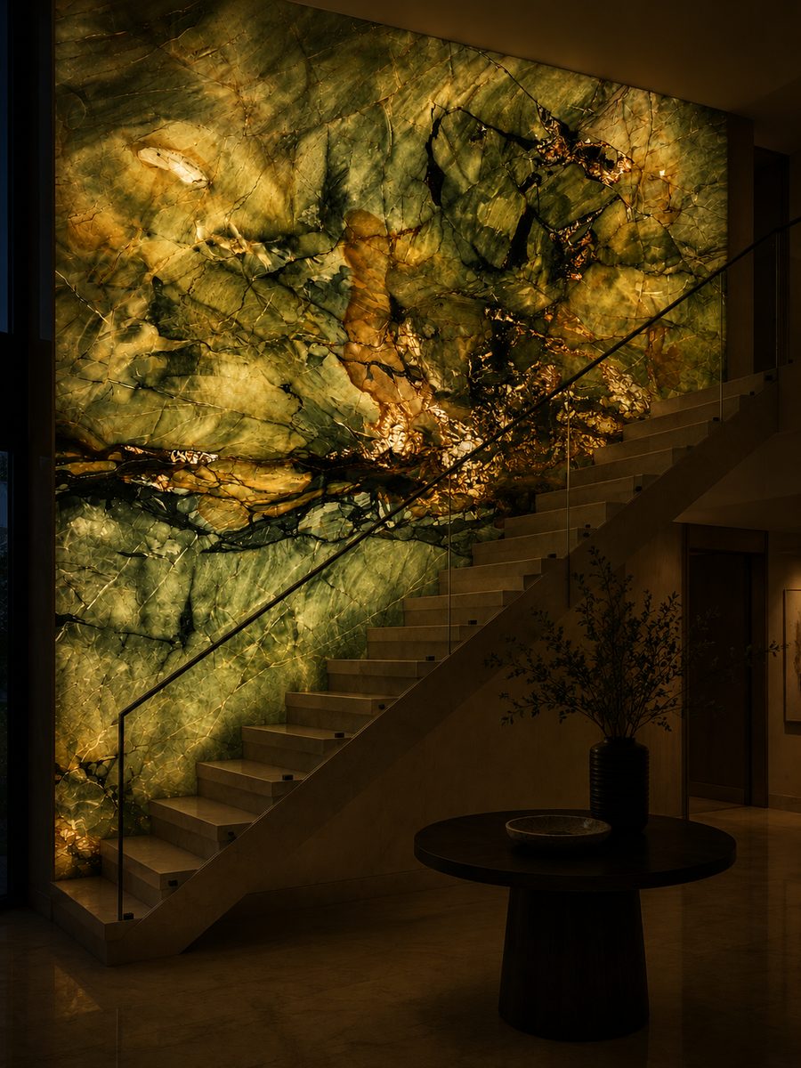 Verde Bonsai quartzite in night light