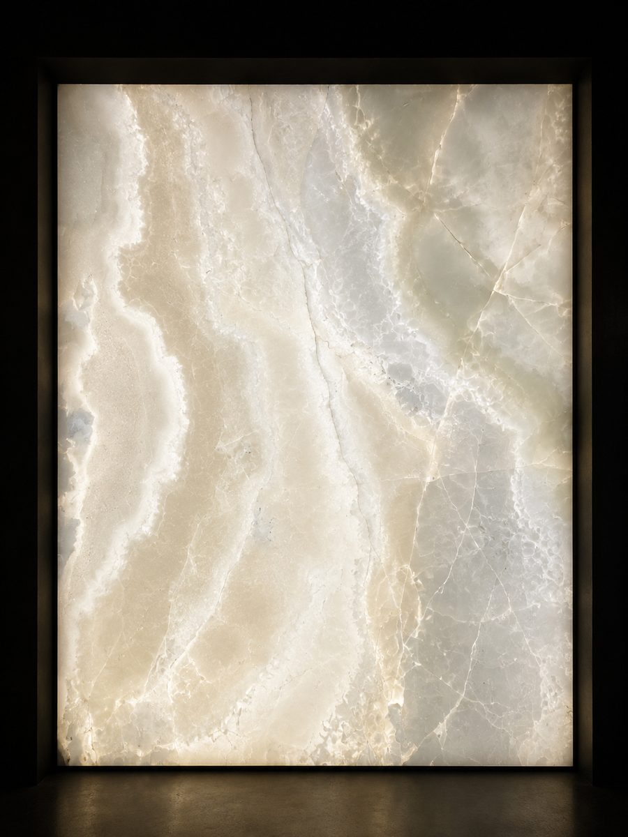 White Onyx Standard in museum light